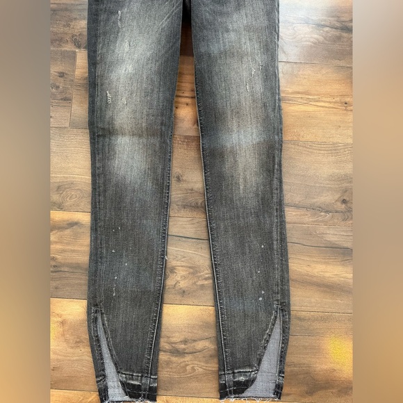 Express “Denim Perfect” Ankle High Rise Skinny – 0L – Charcoal Black Distressed - Picture 6 of 11